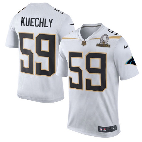 Men's Elite Luke Kuechly Nike Jersey White - #59 Team Rice 2016 Pro Bowl NFL Carolina Panthers